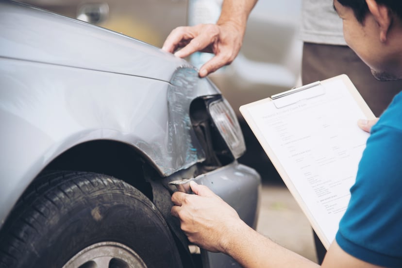 Insurance Agent Working During Site Car Accident Claim Process People Car Insurance Claim