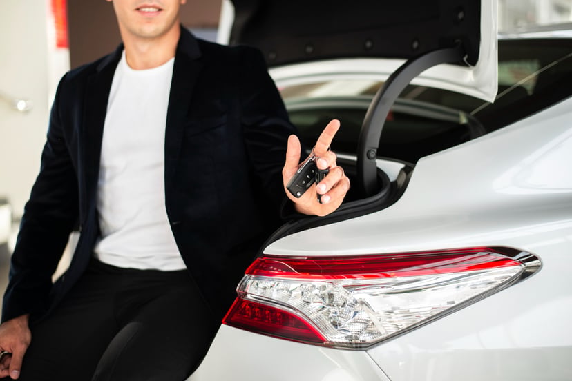 Elegant Young Man Holding Car Keys
