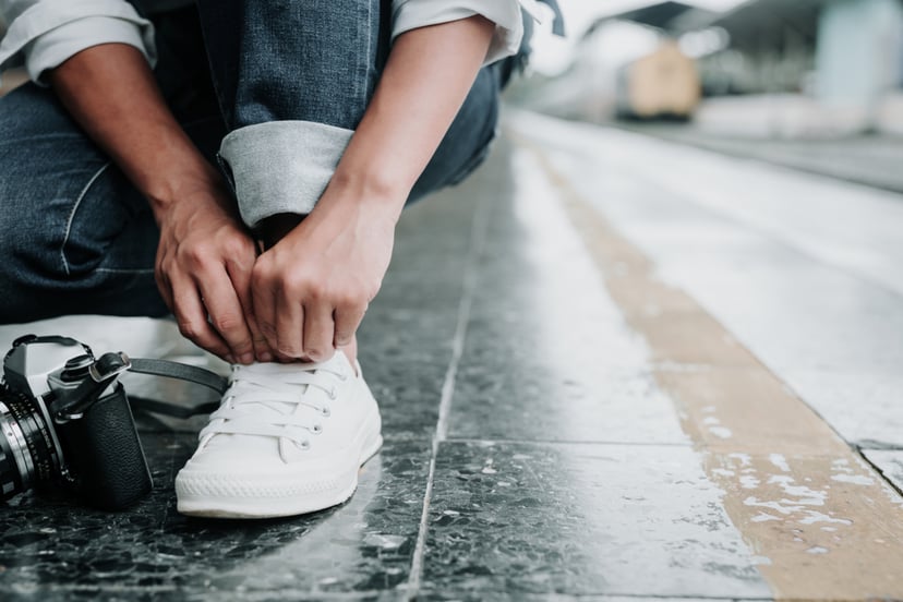 Women Tied Shoe Laces Walkways Train Holidays Travel Ideas