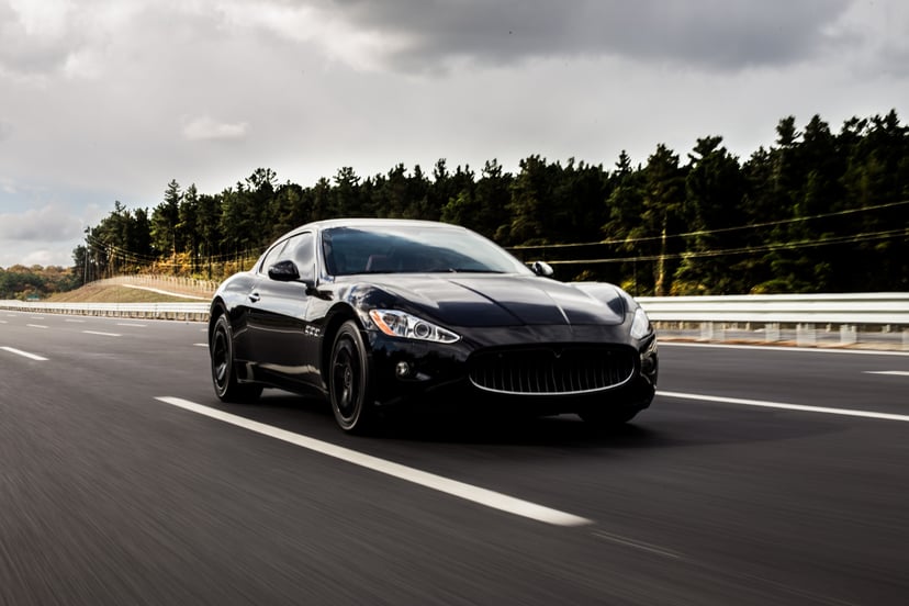Black Sport Coupe Car Drive Highway