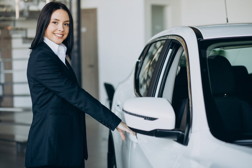 Saleswoman Car Showroom Selling Cars
