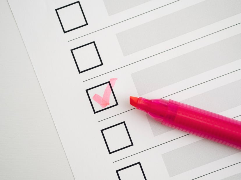 Top View Marked Checking Box