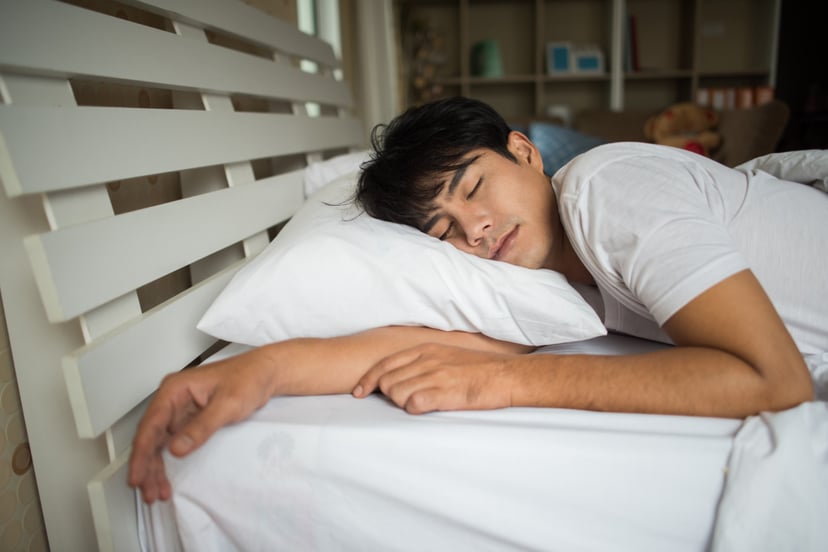 Man Sleeping Bed Morning