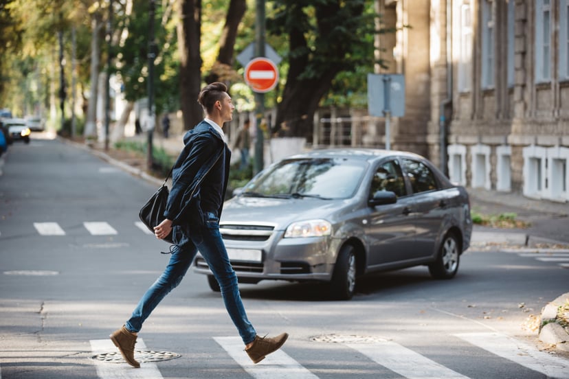 Young Man Cross Street