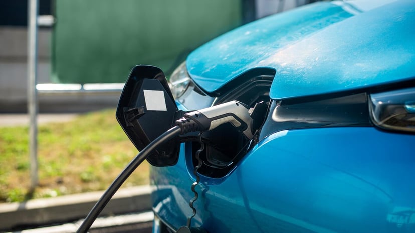 Close View Charger Plugged Into Electric Car 1268