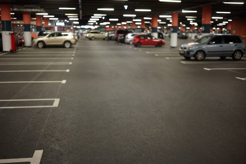 Horizontal Car Parking Underground Garage Interior With Neon Lights Autocars Parked Buildings Urban Constructions Space Transportation Vehicle Night City Concept 3077