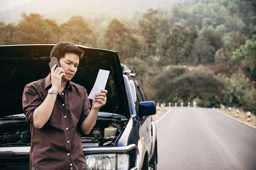 Man Try Fix Car Engine Problem Local Road
