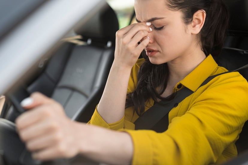 Woman Driving Having Headache