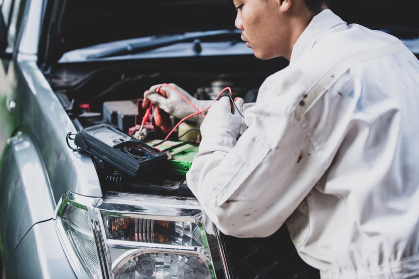 Car Repairman Wearing White Uniform Standing Holding Wrench That Is Essential Tool Mechanic 1150