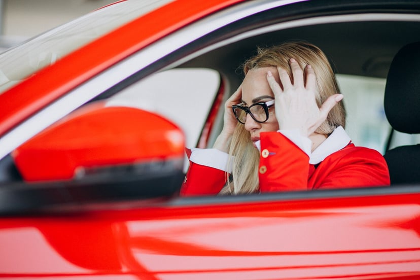 Business Woman Sitting Car Car Showroom 1303