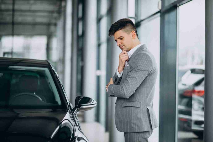 Young Handsome Business Man Choosing Car Car Showroom 1303