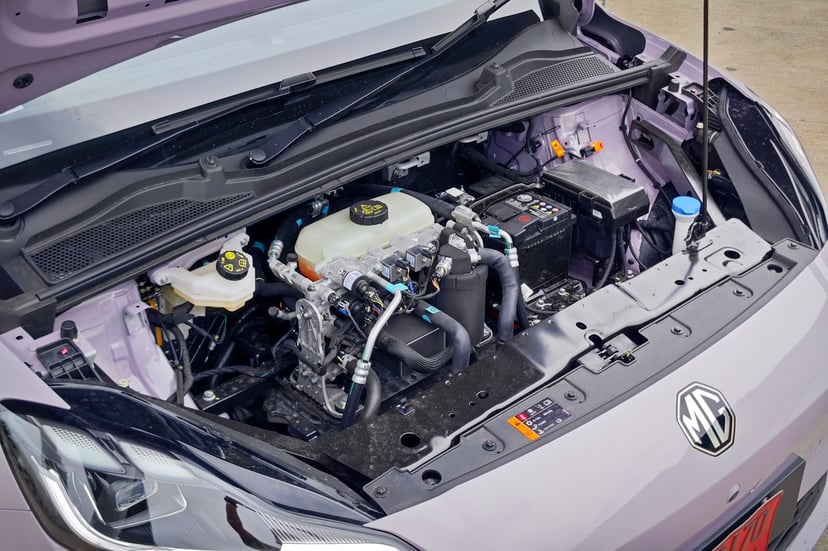 Electric motor under the bonnet of MG URBAN